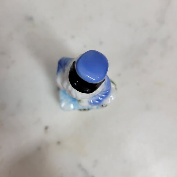 VINTAGE Santa Claus Trinket Box Blue White Porcelain Christmas Holiday Hinged - Picture 12 of 13